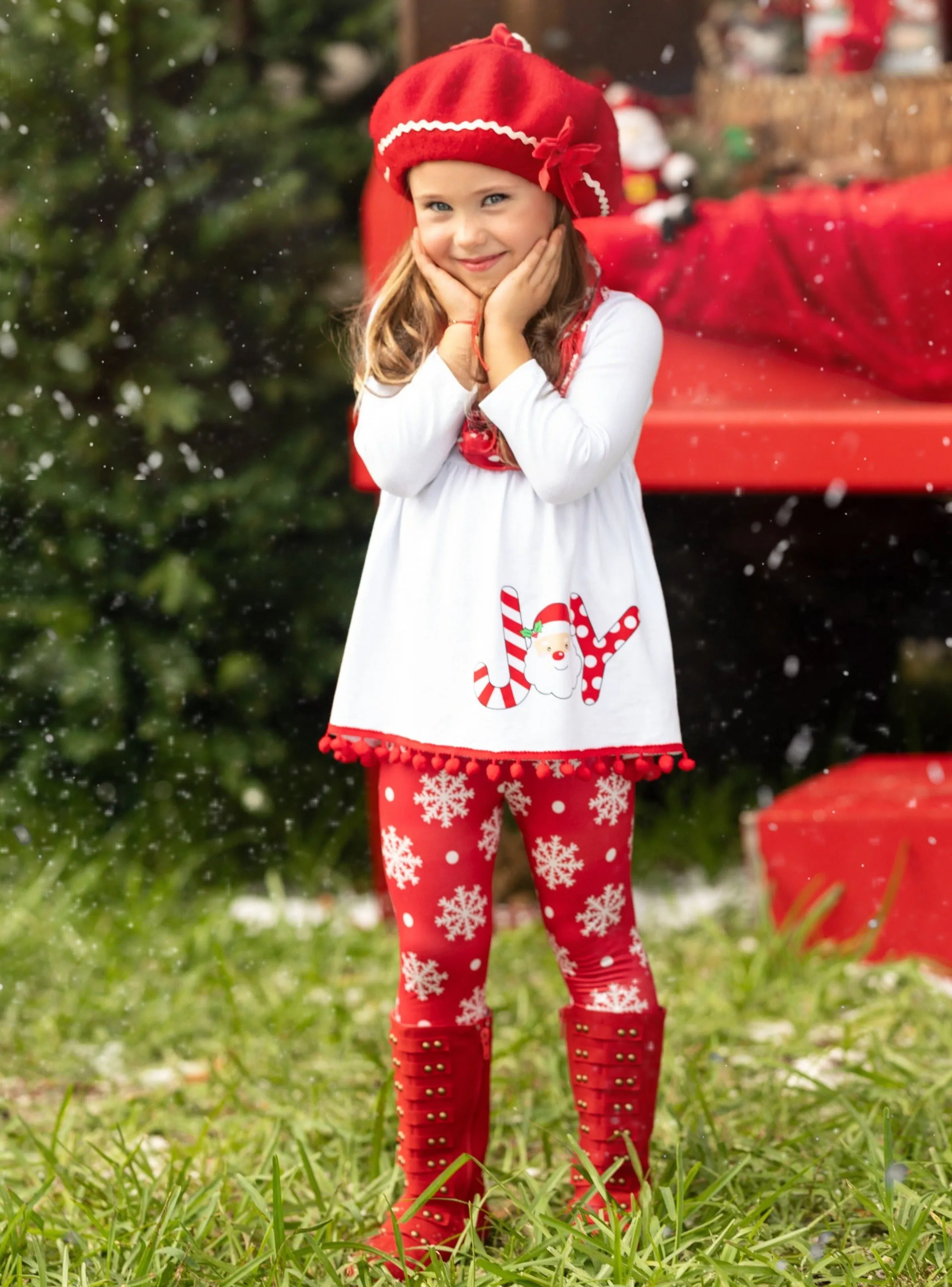 Christmas Tunic, Leggings, and Scarf Set for Joyful Days