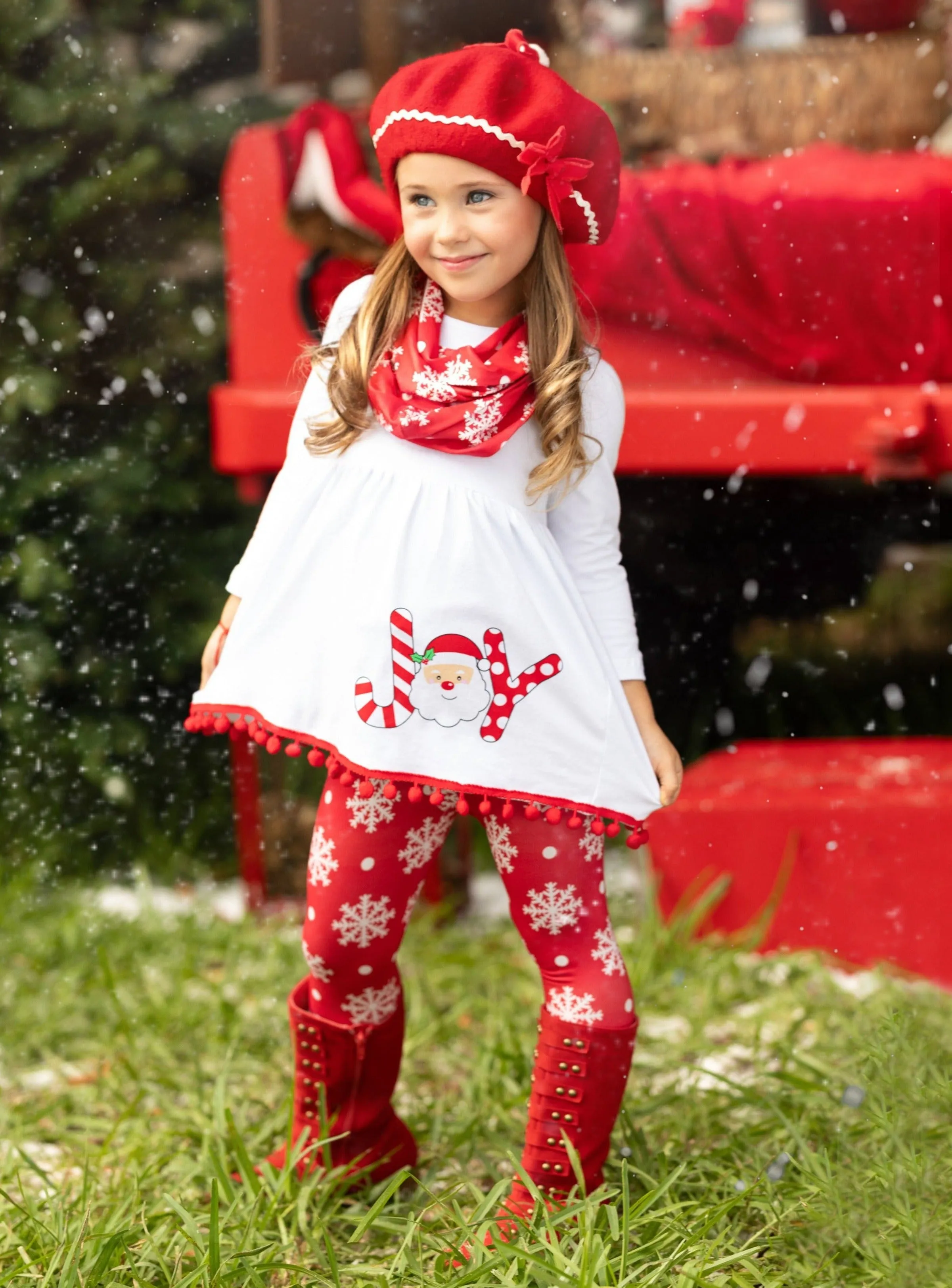 Christmas Tunic, Leggings, and Scarf Set for Joyful Days