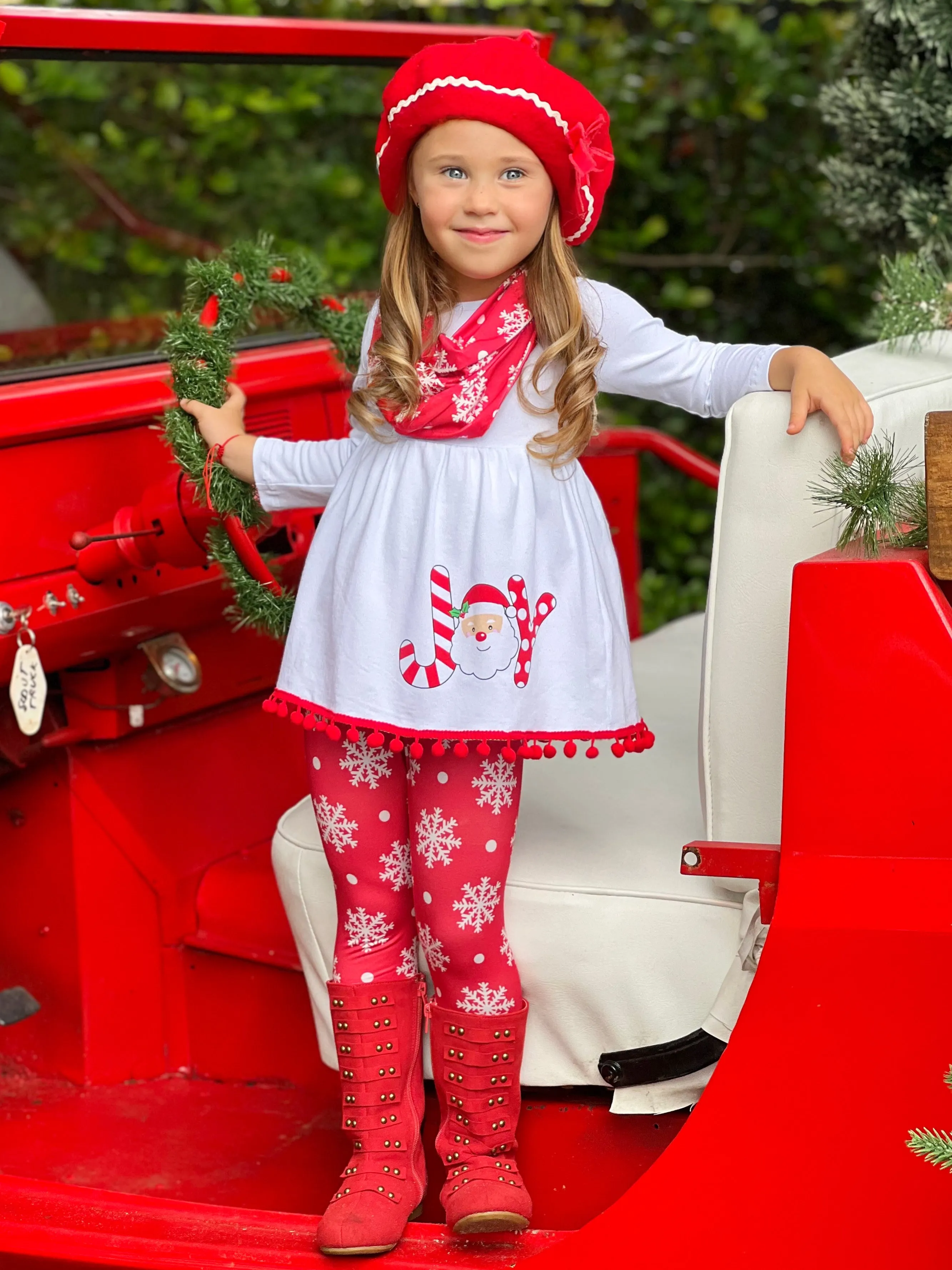 Christmas Tunic, Leggings, and Scarf Set for Joyful Days