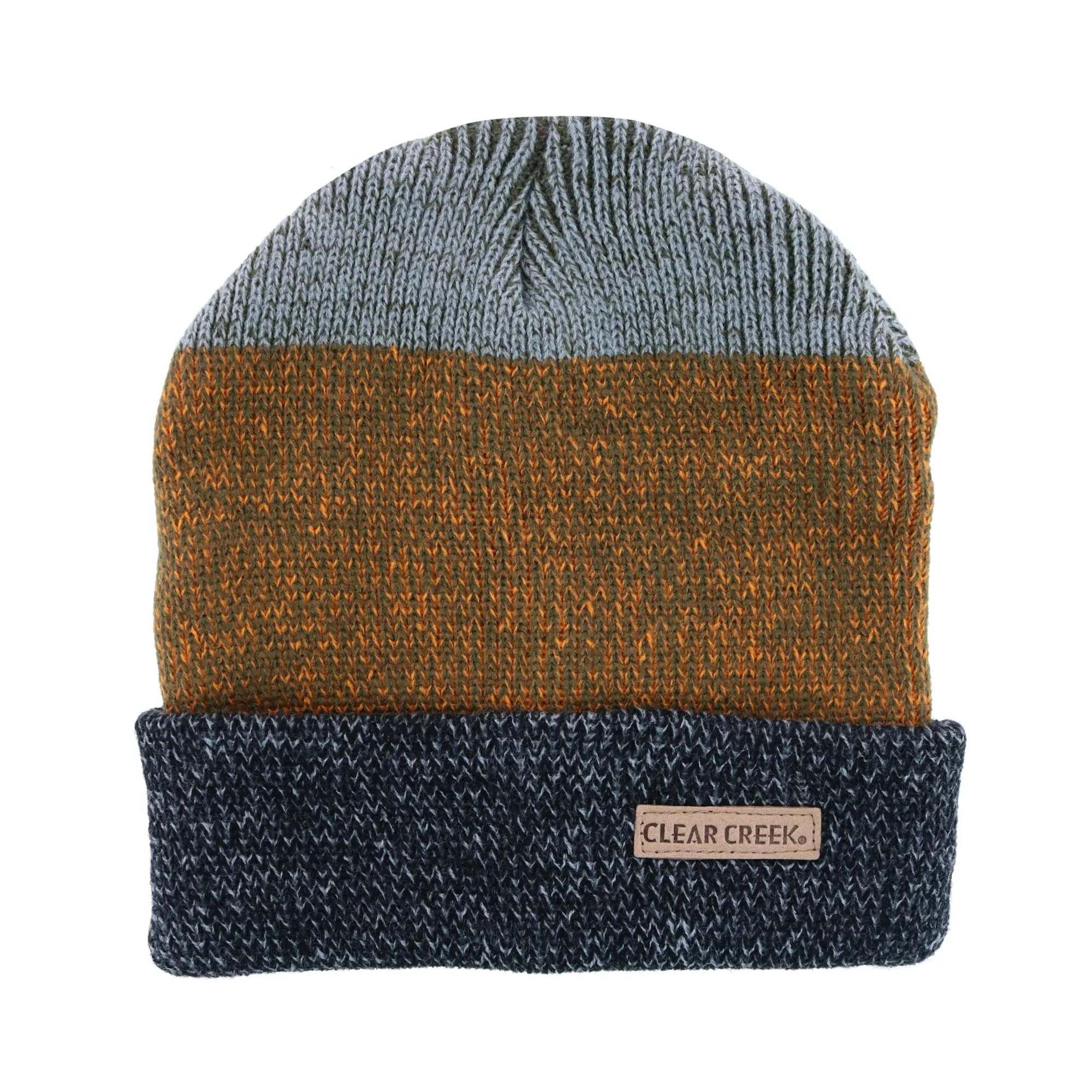 Clear Creek Men's Knit Tri-Color Winter Cuff Beanie