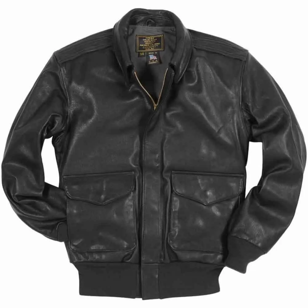 Cockpit USA A-2 Flight Jacket - Black, USAF Goatskin Mens