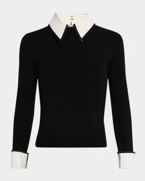 Collared Pinstripe Porla Sweater