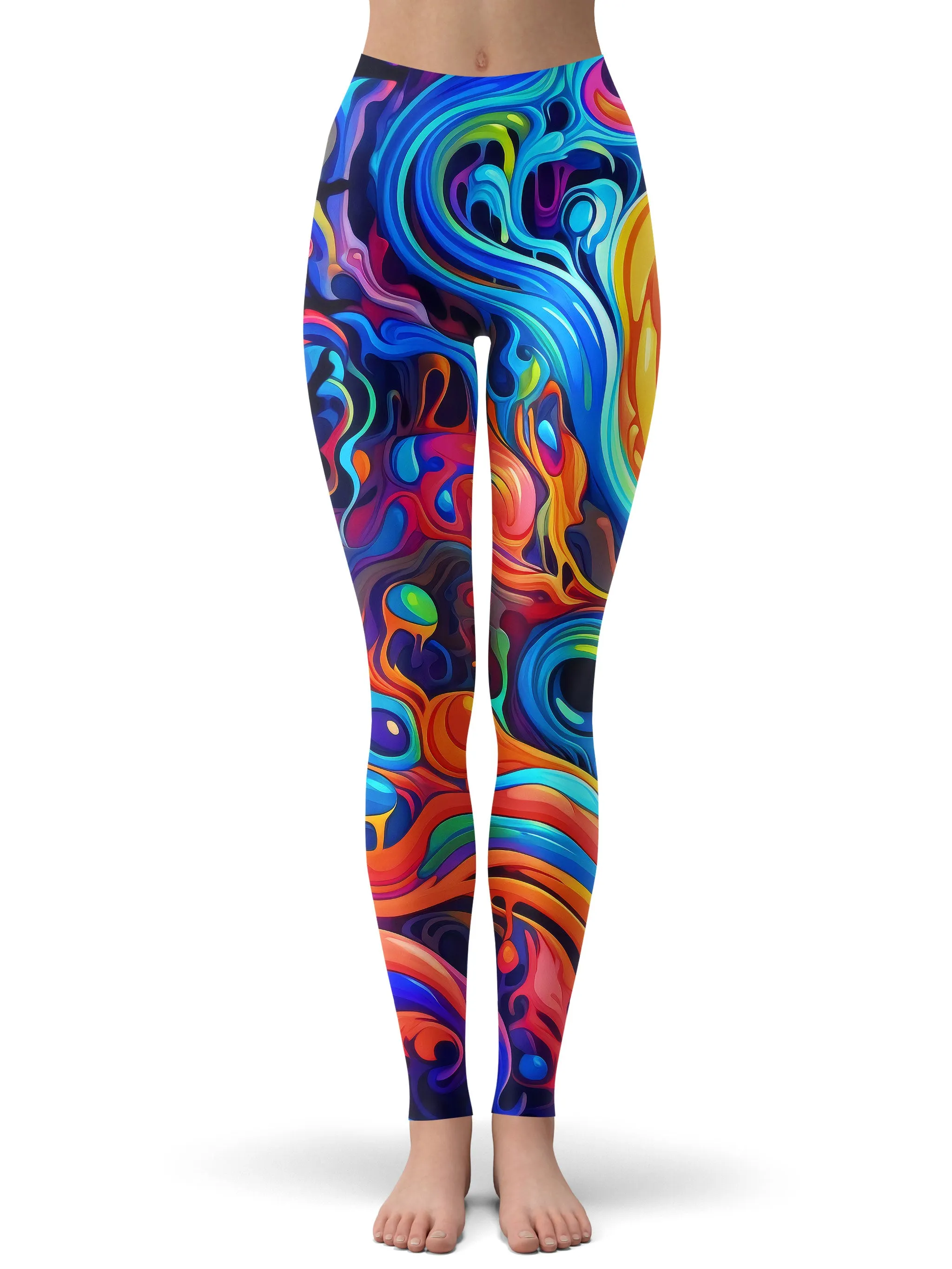 Colorful Swirl Pattern Hoodie and Leggings Set