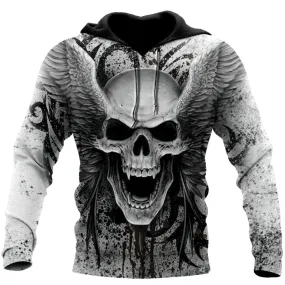 Skull Wings Men's Zip-Up Hoodies