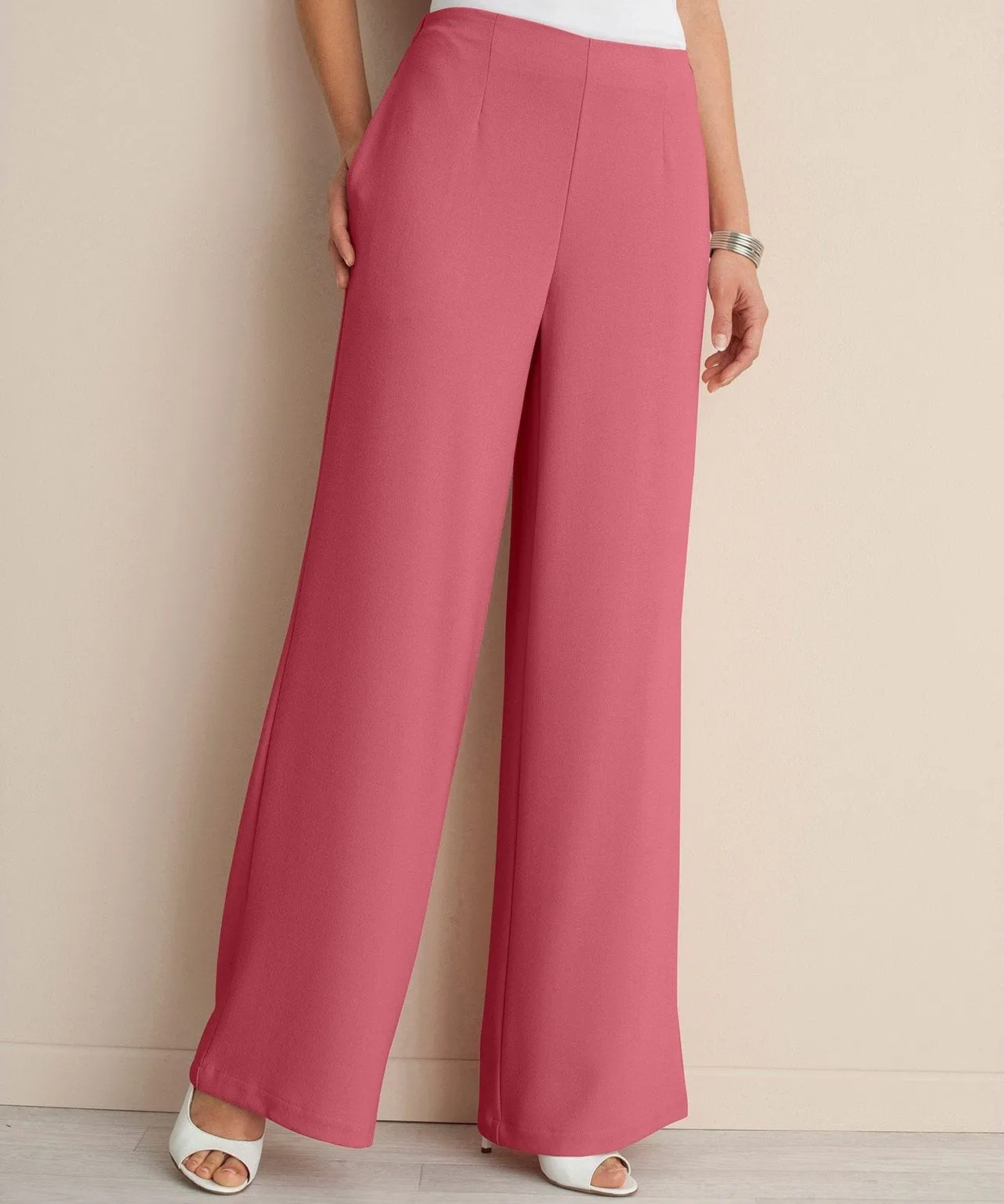 Pull-on Crepe Wide-Leg Pants