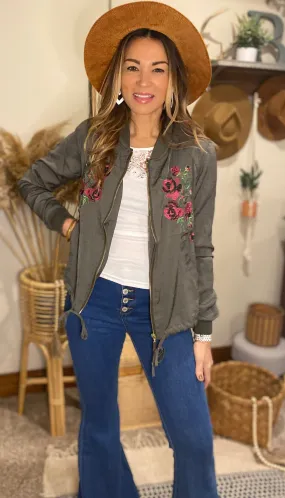 Curtis olive embroidered jacket