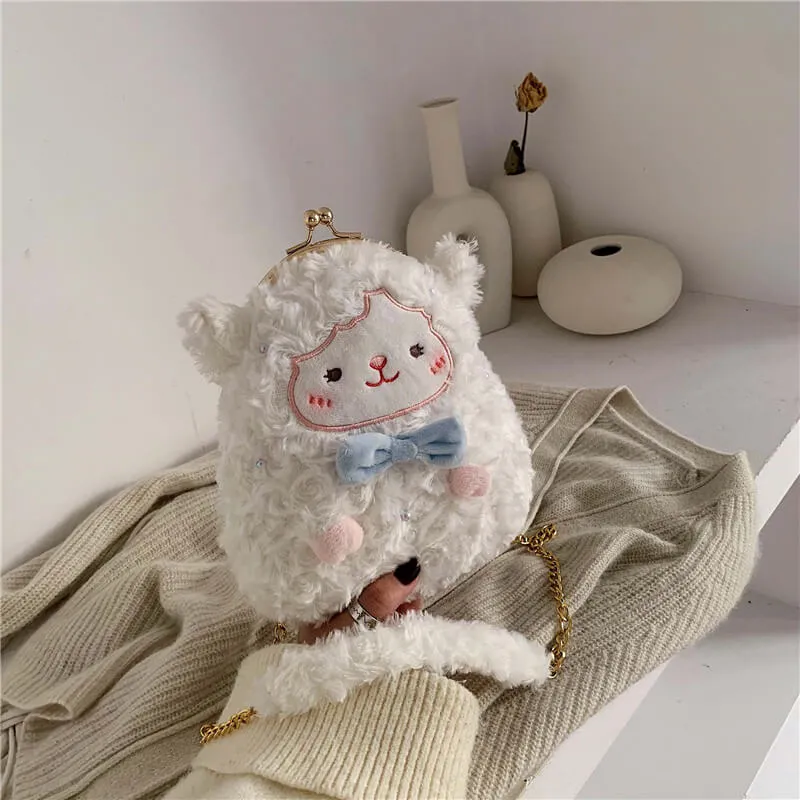 Lamb Plush Shoulder Bag, Cute Design - BY8023