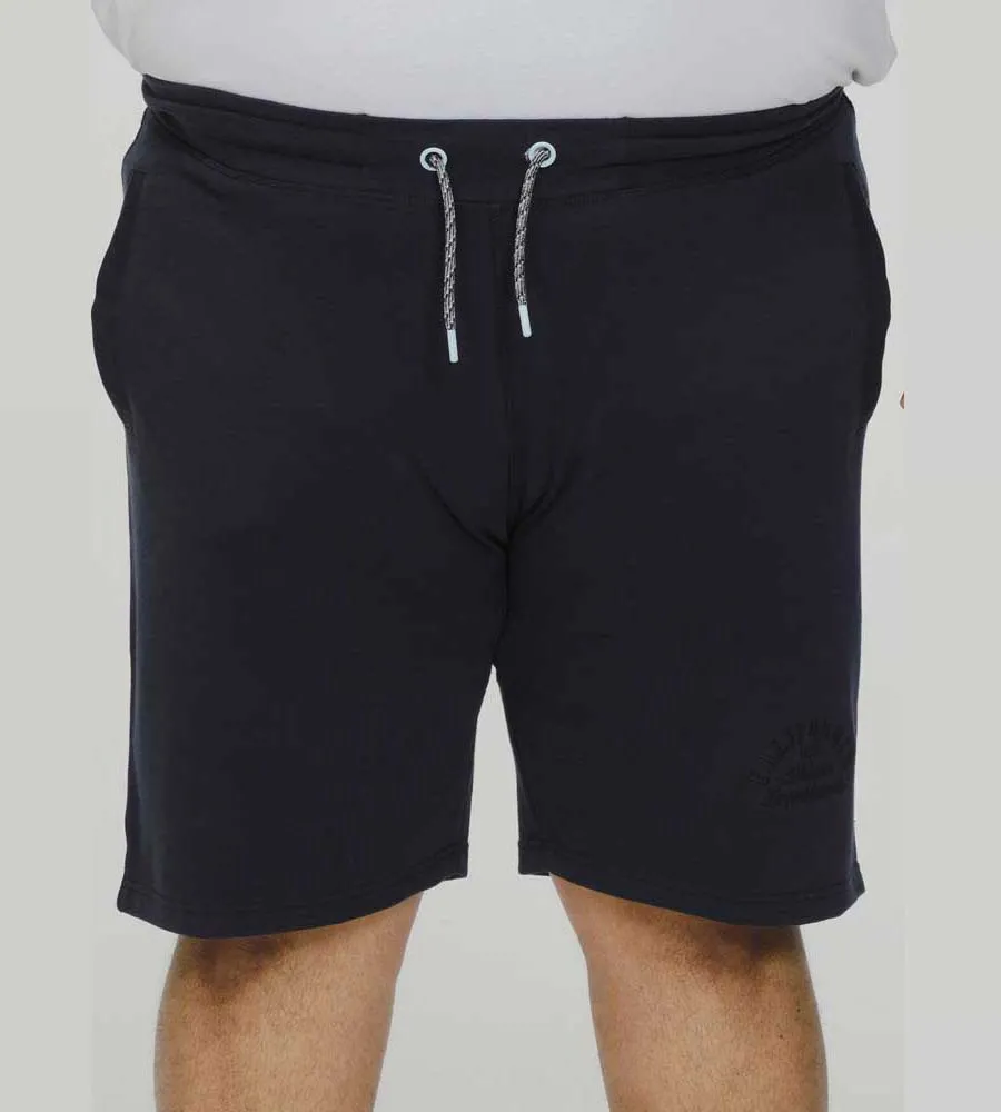 Big Mens Navy Shorts With Elasticated Waist and Loop Back in STEFAN 2 Design by D555