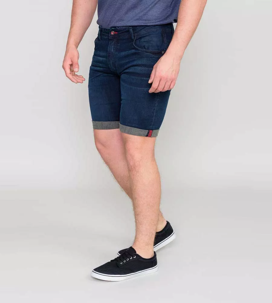 Mens Dark Blue Stretch Denim Shorts by D555 (BRENTWOOD)