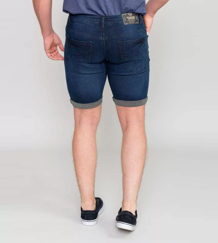 Mens Dark Blue Stretch Denim Shorts by D555 (BRENTWOOD)