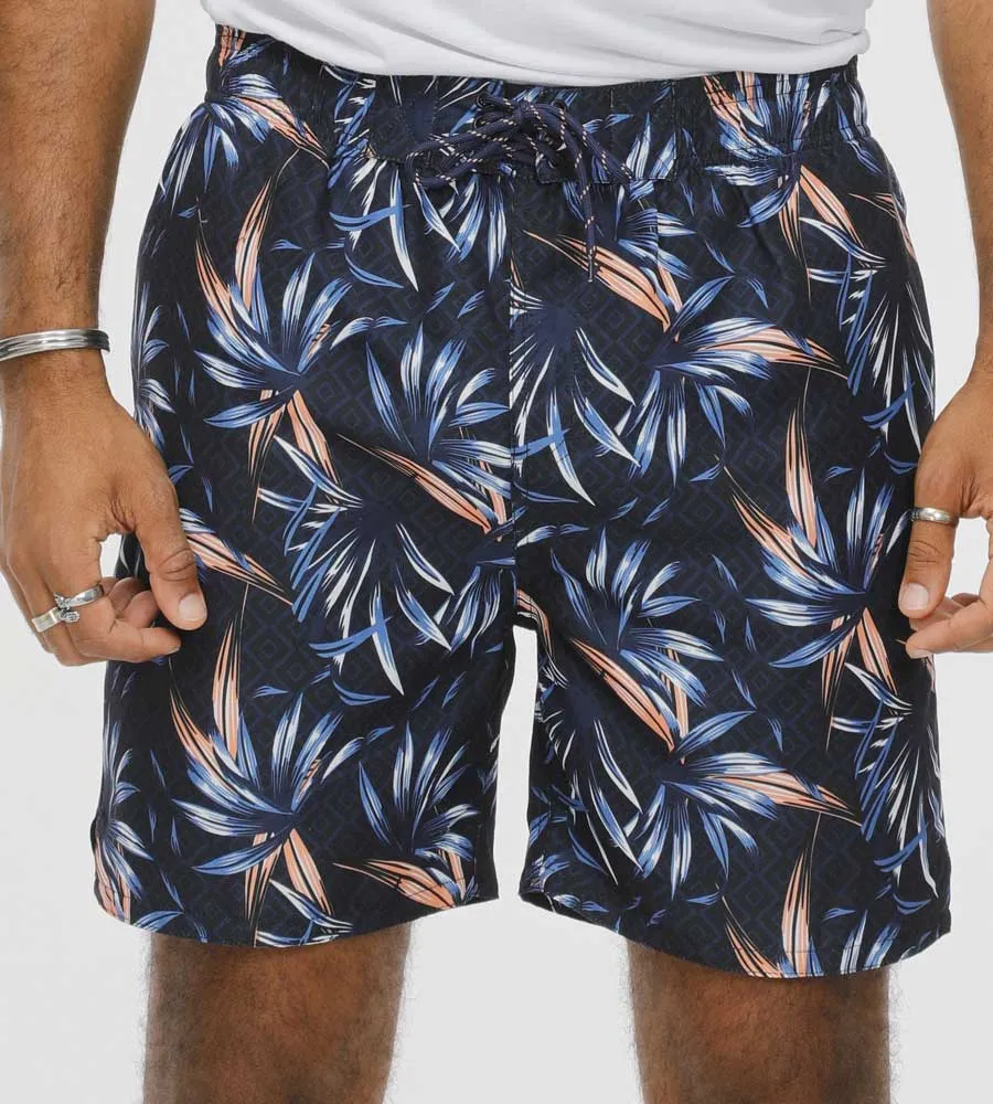 Men's Hawaiian Printed Swim Shorts in DARIAN Style by D555