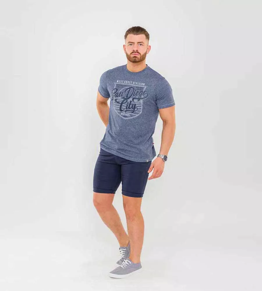 Mens Navy Stretch Chino Shorts by D555 (OPALA 1)