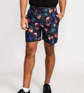 Mens Printed Swim Shorts With Palm Tree and Flamingo Print by D555 (CAMPTON)