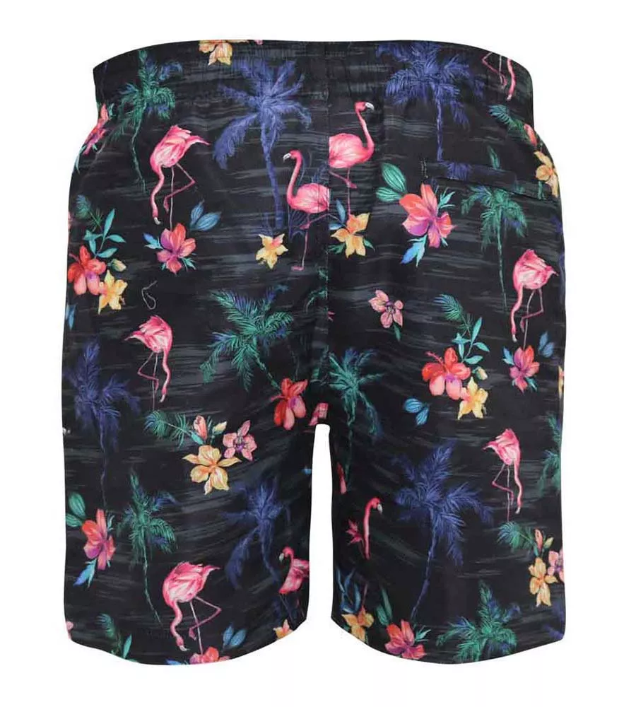 Mens Printed Swim Shorts With Palm Tree and Flamingo Print by D555 (CAMPTON)