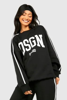 Dsgn Studio Slogan Side Stripe Oversized Sweatshirt - Hoodies and Sweatshirts - boohoo