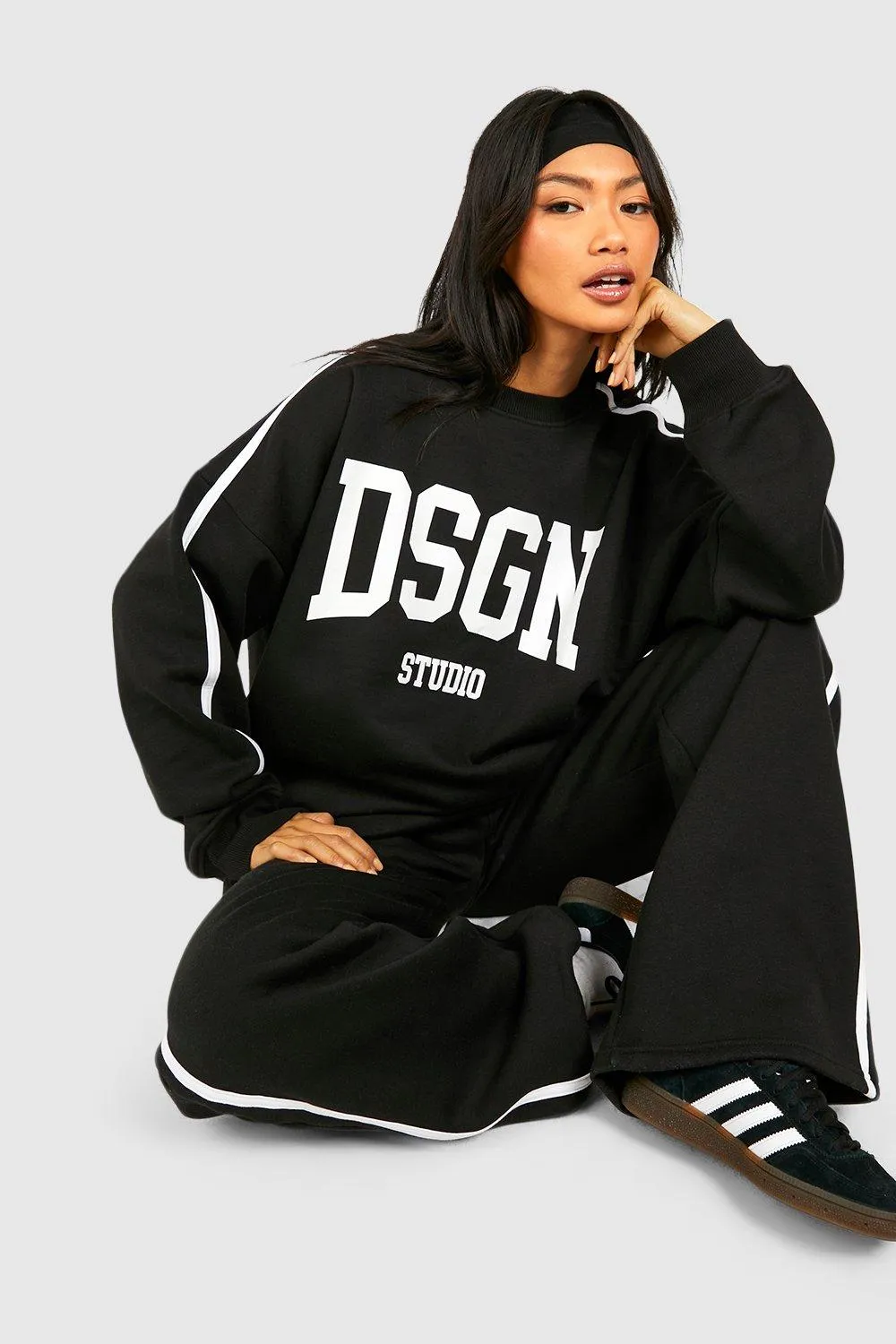 Dsgn Studio Slogan Side Stripe Oversized Sweatshirt - Hoodies and Sweatshirts - boohoo