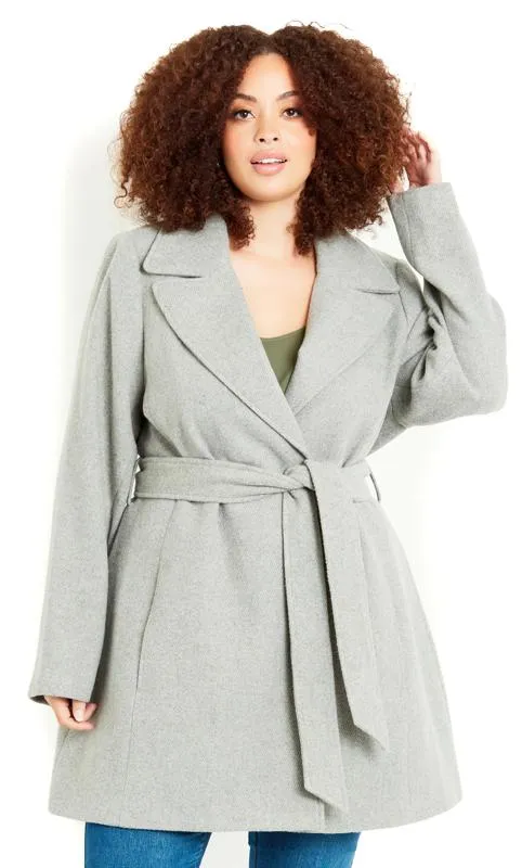 Grey Belted Duster Coat by Evans