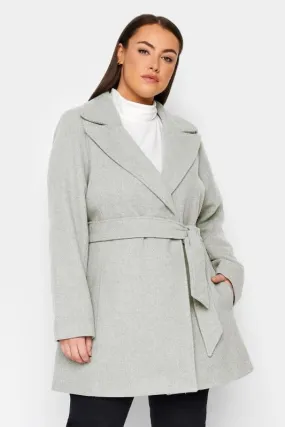 Grey Belted Duster Coat by Evans