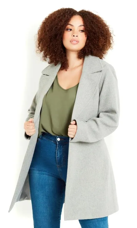 Grey Belted Duster Coat by Evans