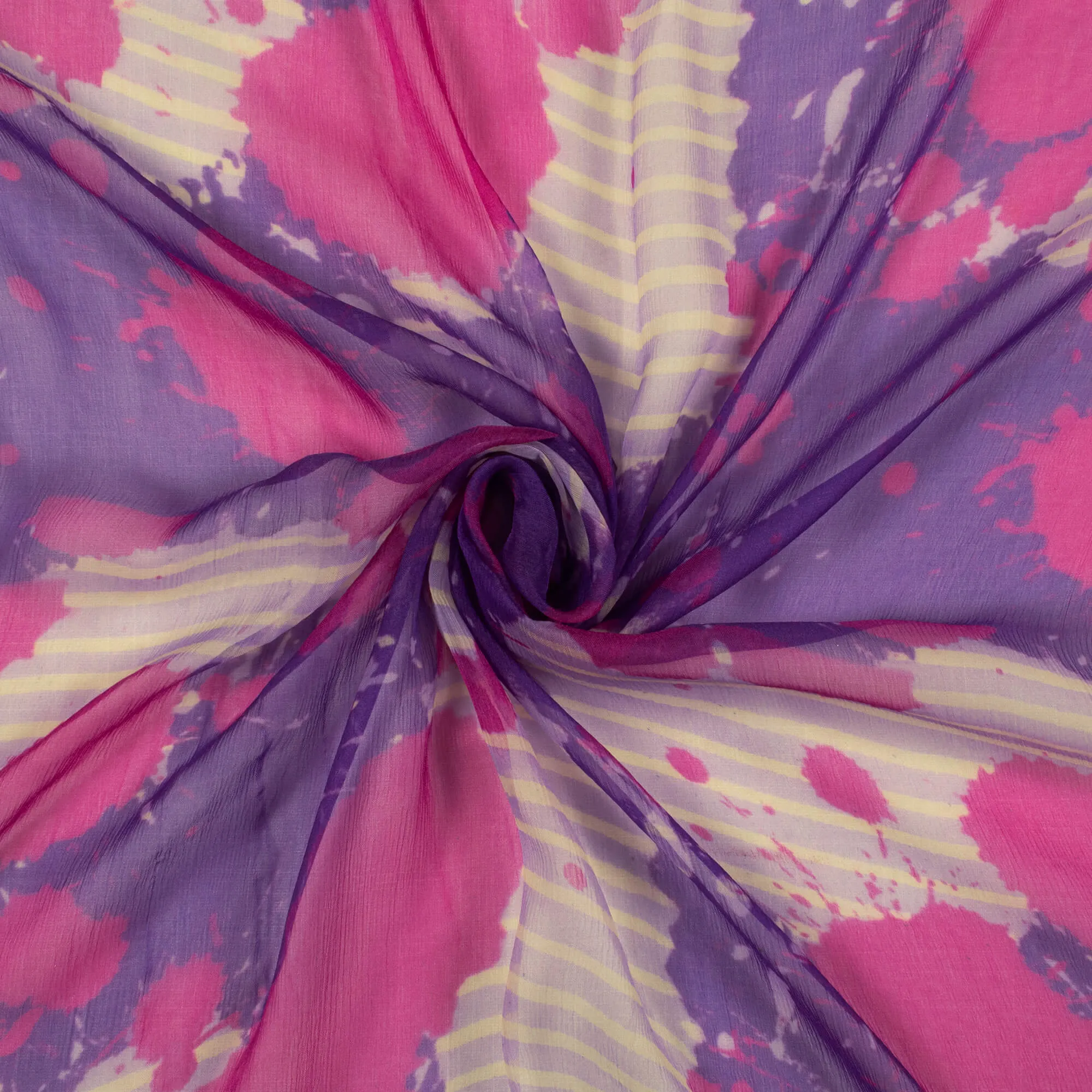 Exclusive Bemberg Chiffon Fabric with Tie Dye Digital Print