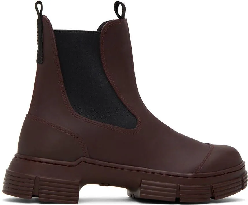 GANNI Burgundy City Boots