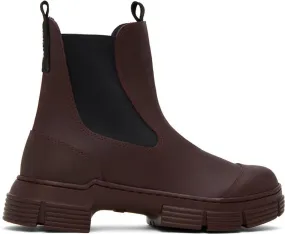 GANNI Burgundy City Boots