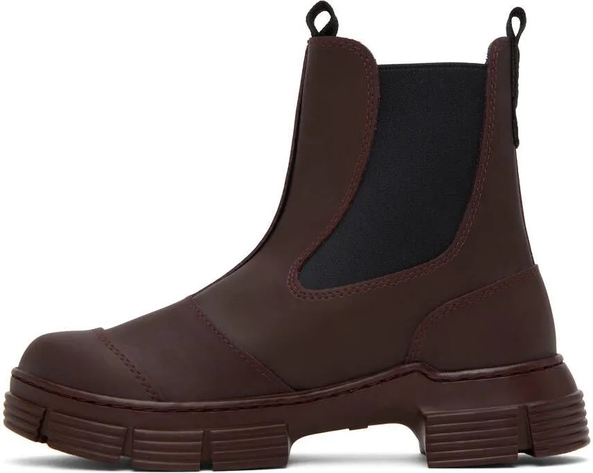 GANNI Burgundy City Boots