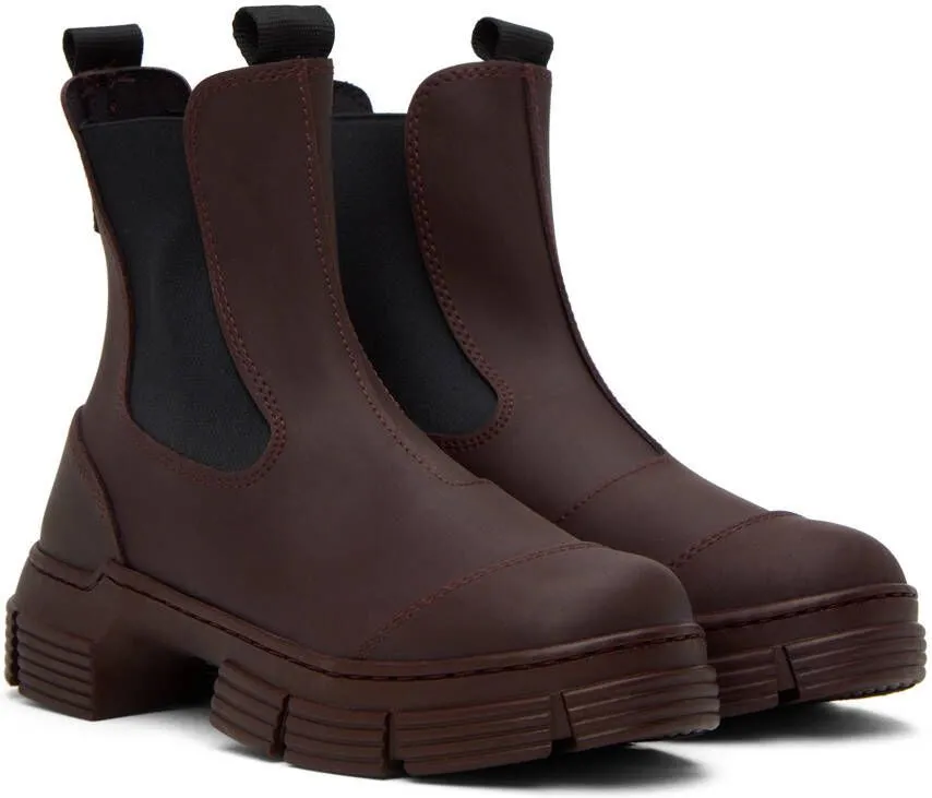 GANNI Burgundy City Boots