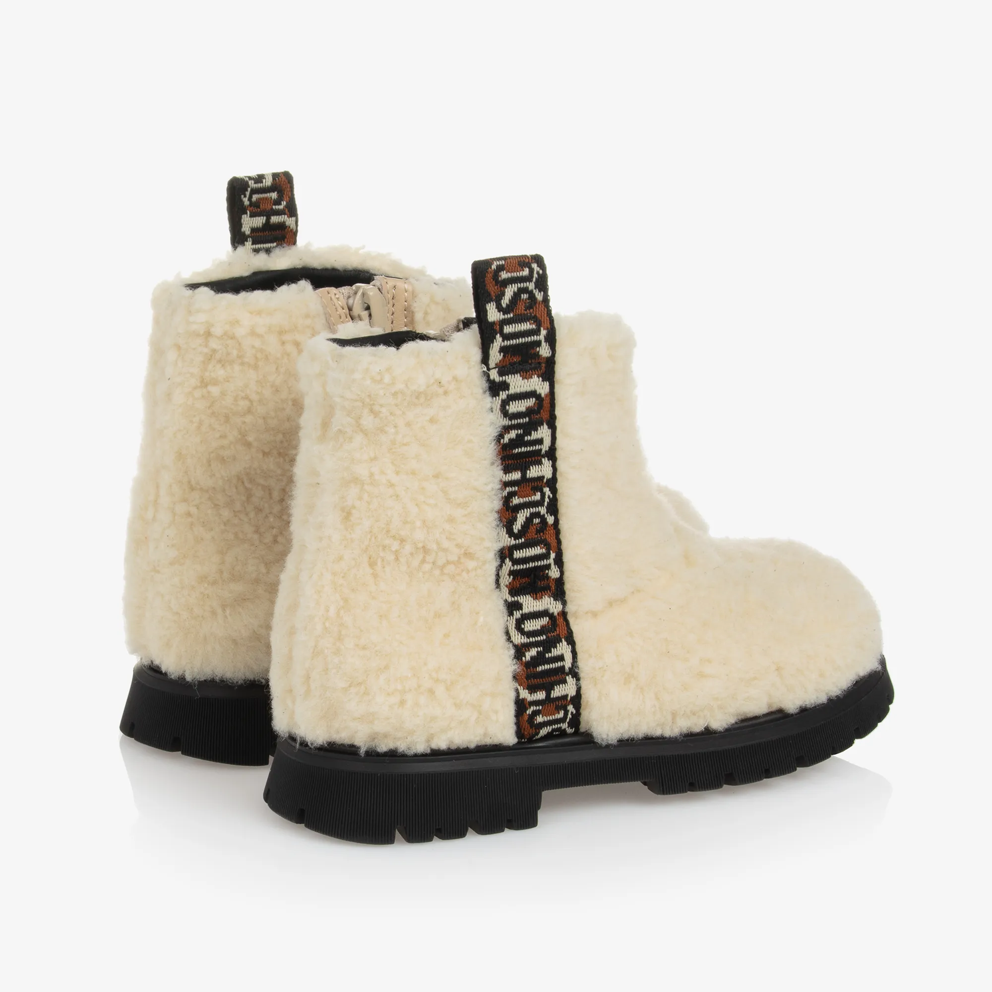 Girls Ivory Sherpa Fleece Boots