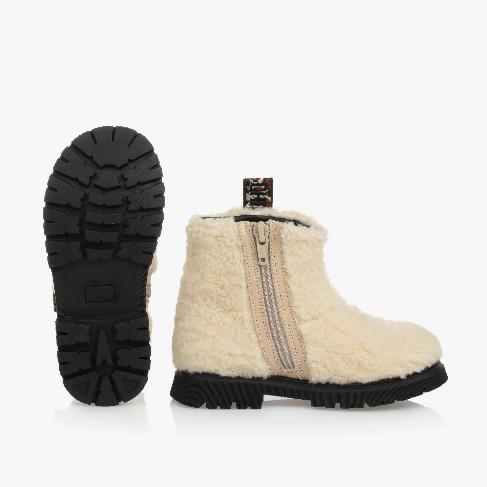 Girls Ivory Sherpa Fleece Boots