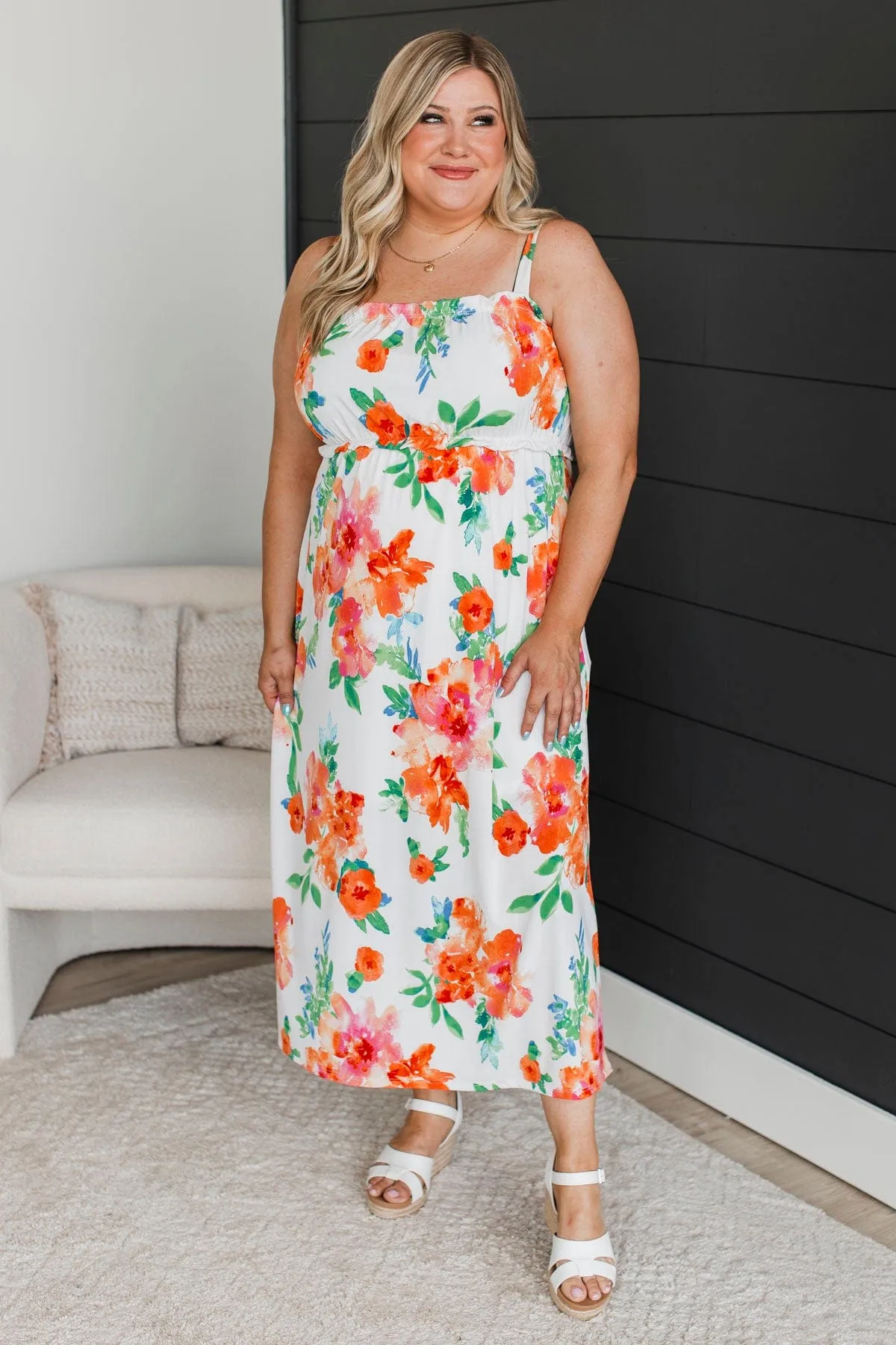 Ivory Floral Midi Dress - Give It A Chance