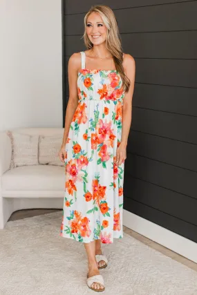 Ivory Floral Midi Dress - Give It A Chance