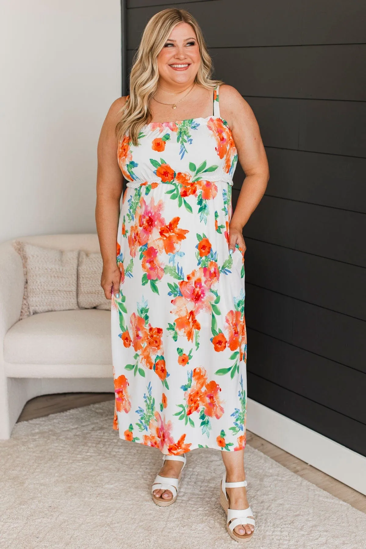 Ivory Floral Midi Dress - Give It A Chance