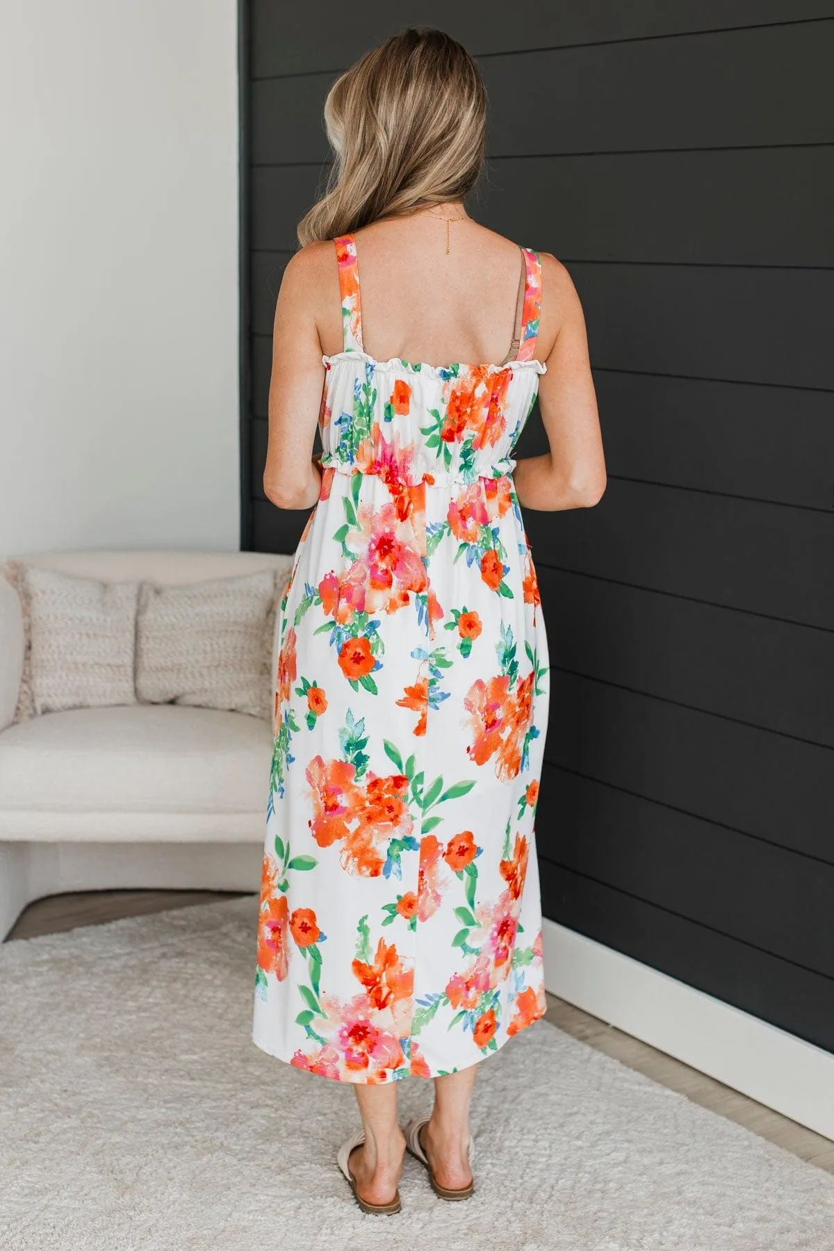 Ivory Floral Midi Dress - Give It A Chance