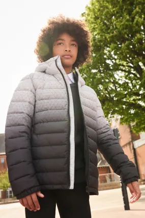 Grey Black Quilted Midweight Hooded Jacket 3-17yrs