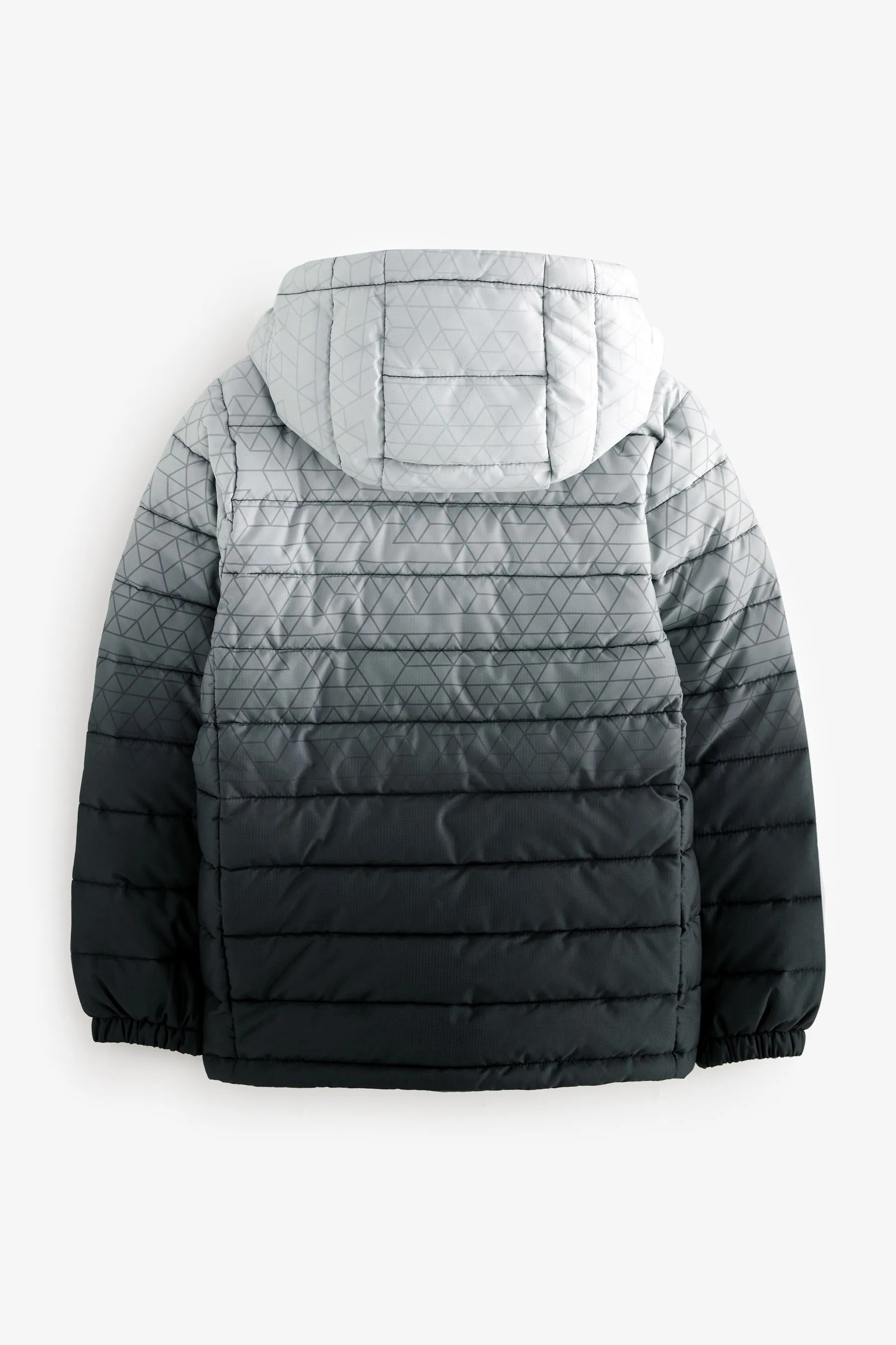 Grey Black Quilted Midweight Hooded Jacket 3-17yrs