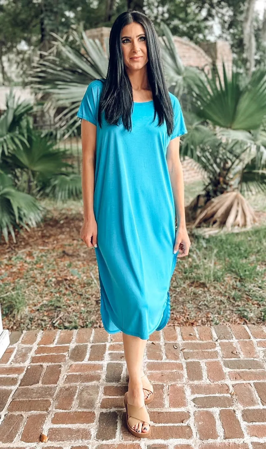 Blue Haste Midi Basic Dress