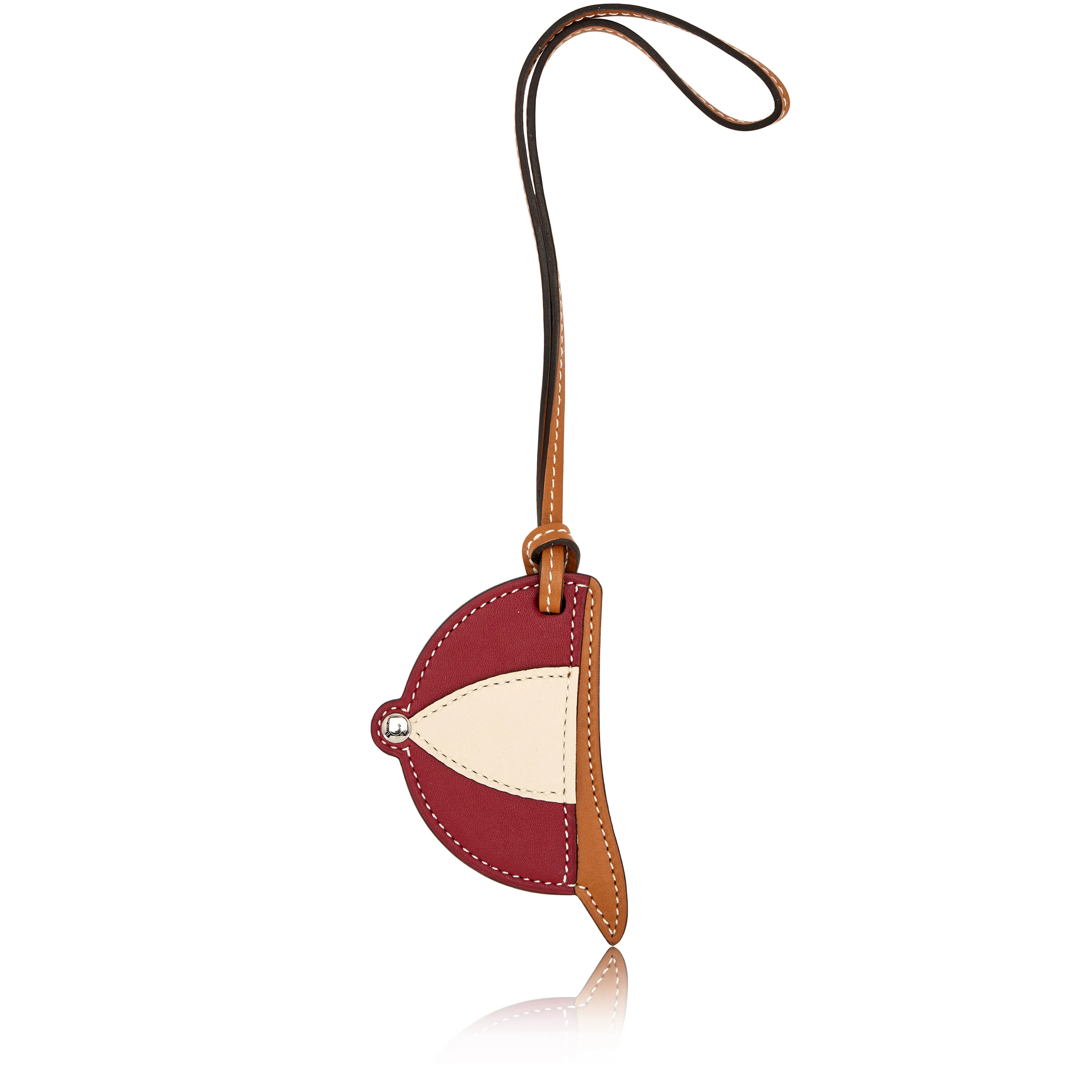 Hermes Rouge and Craie Barenia Riding Hat Bombe Bag Charm