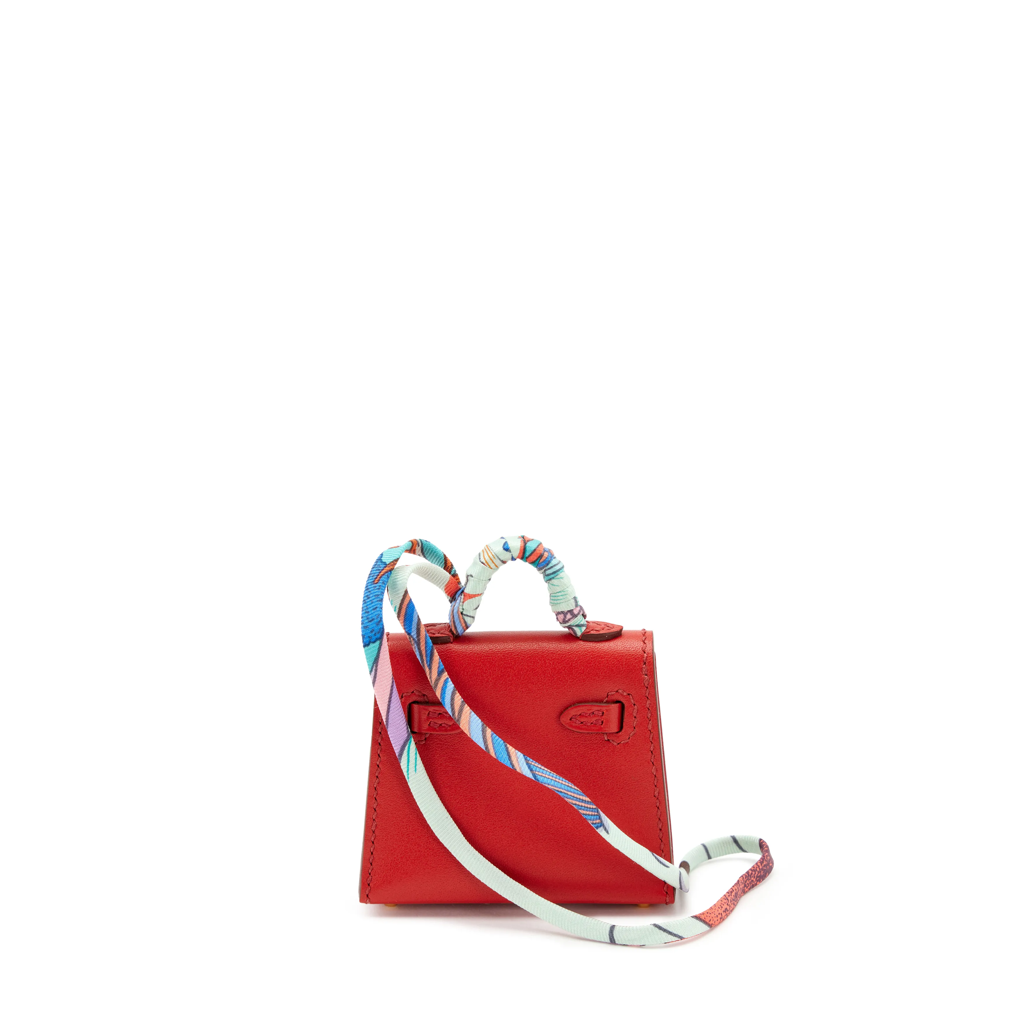 Hermes Sanguine Tadelakt Micro Mini Twilly Kelly Bag Charm Gold Hardware, 2020