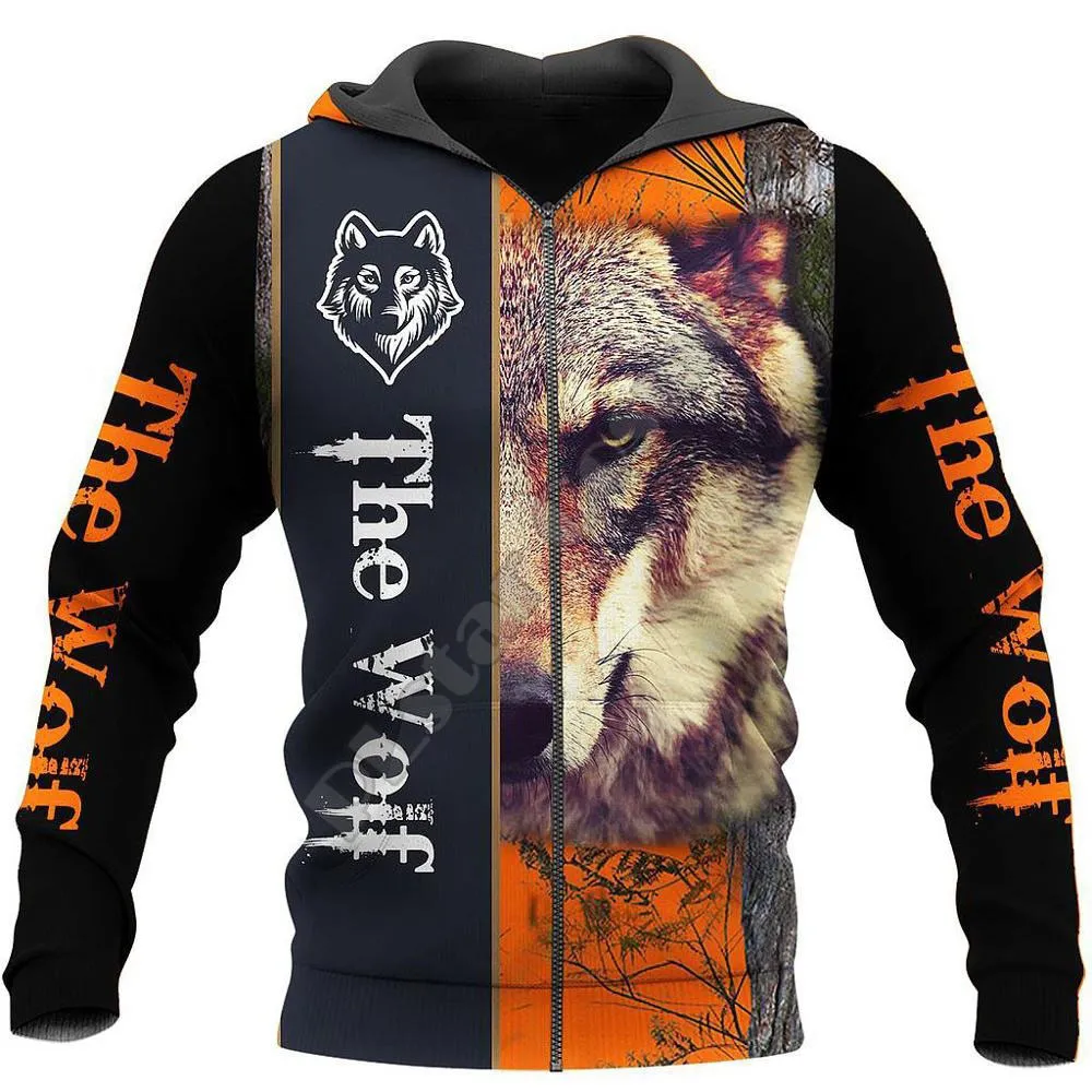 Men's Wolf Print Hoodie with 3D Animal Design for Fashion