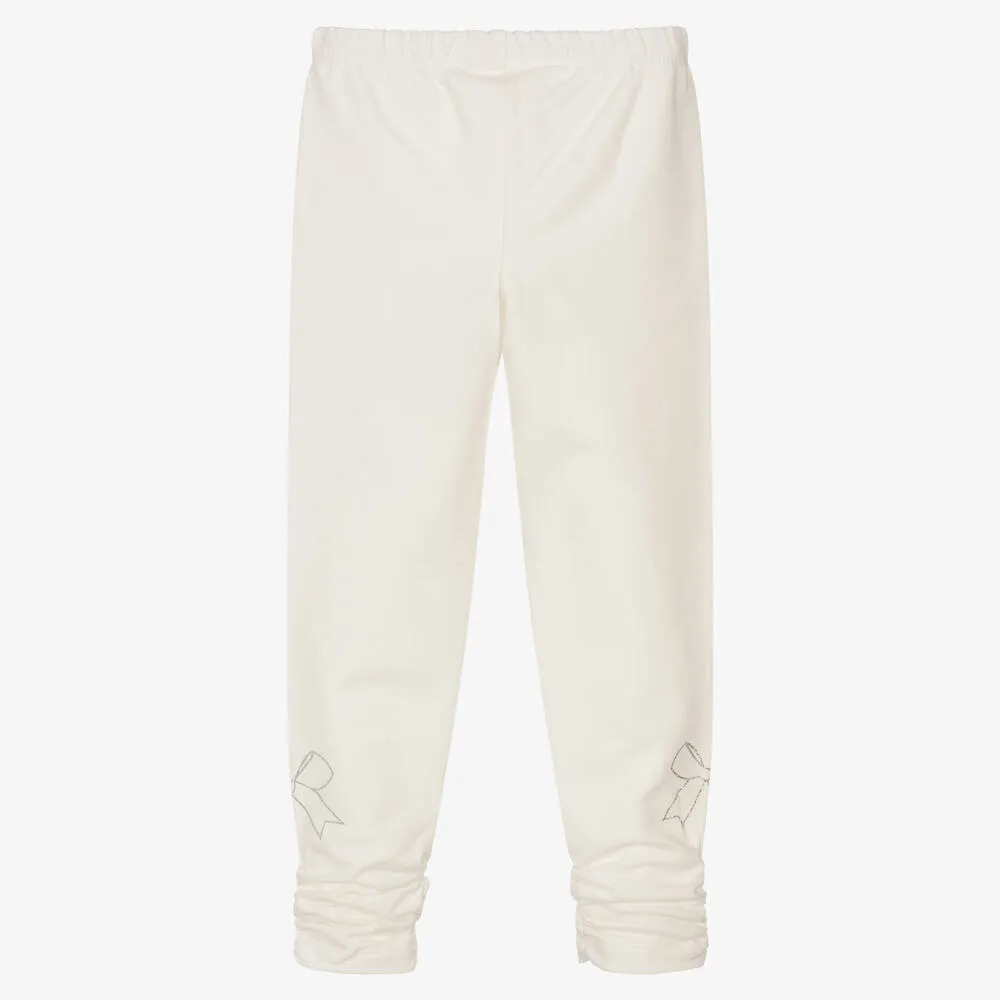 Ivory Cotton Leggings for Girls.