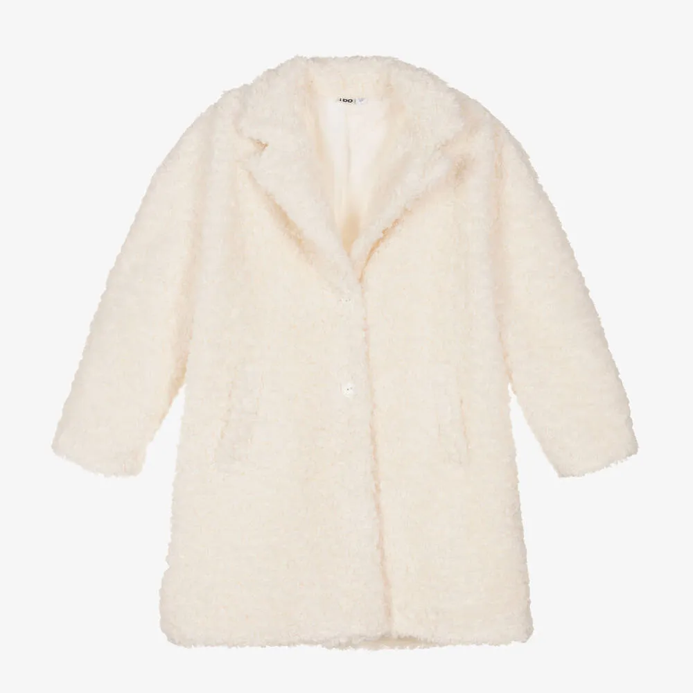 Ivory Teddy Fleece Coat for Girls