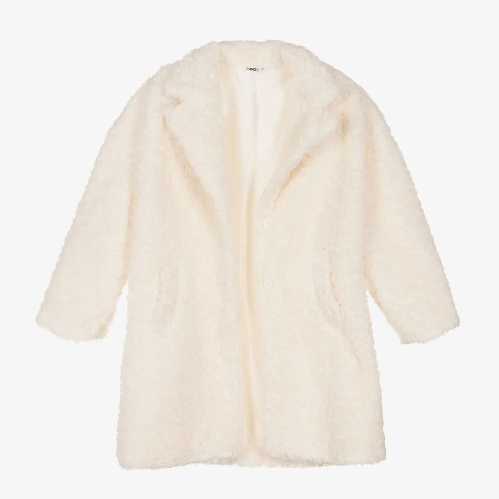 Ivory Teddy Fleece Coat for Girls