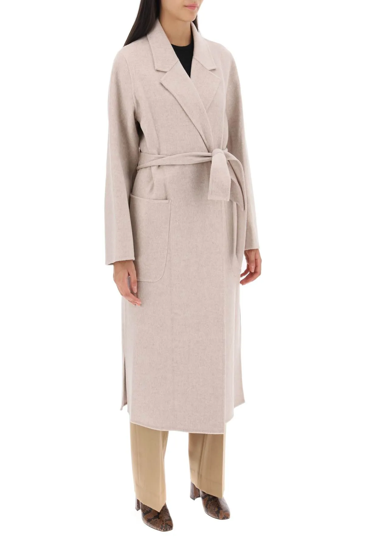 Ivy Oak Celia Wrap Coat Light Sand Melange IO1123F1046 - Best Deals 