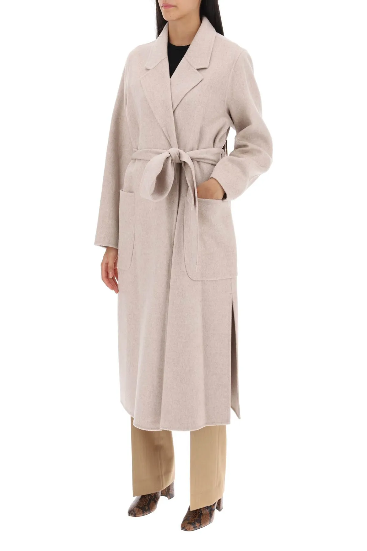 Ivy Oak Celia Wrap Coat Light Sand Melange IO1123F1046 - Best Deals 