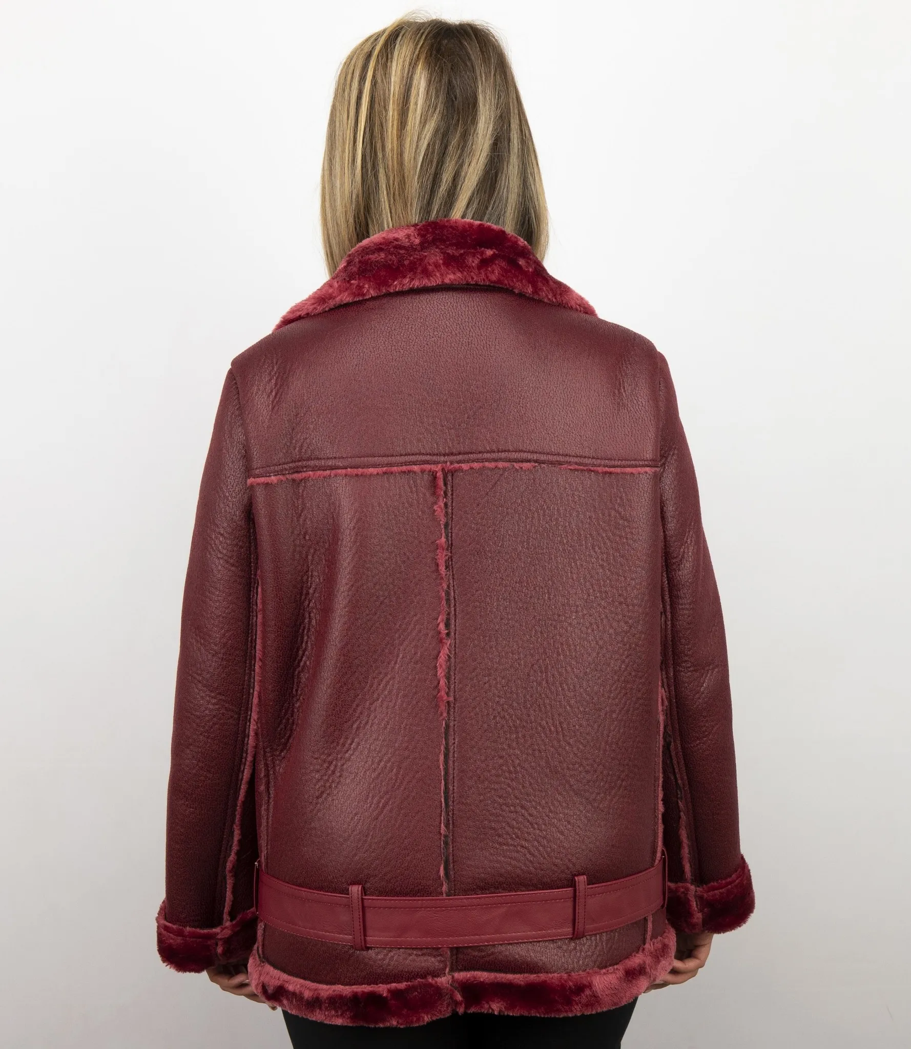 Ladies Bordeaux Shearling Lammy Coat