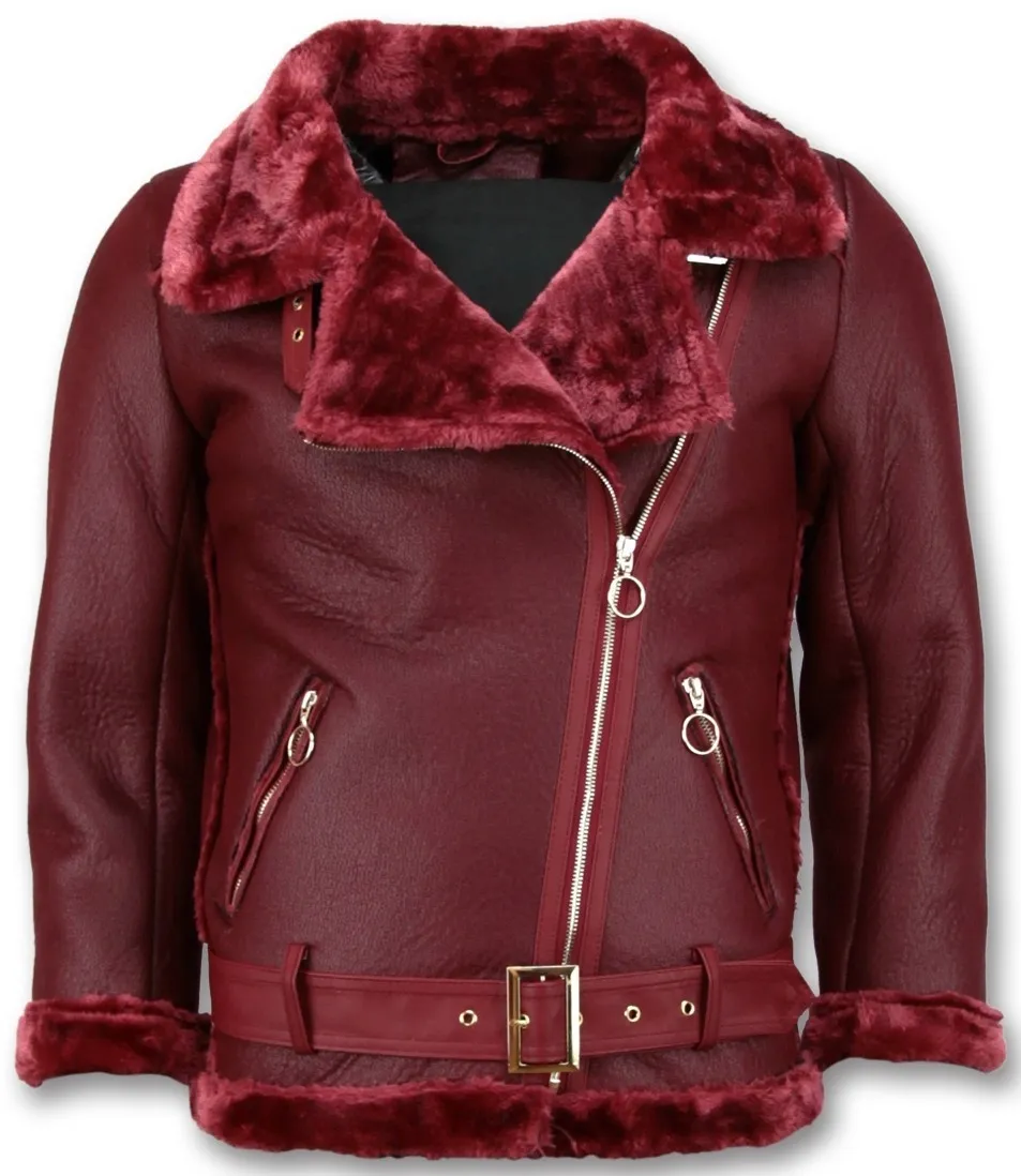 Ladies Bordeaux Shearling Lammy Coat