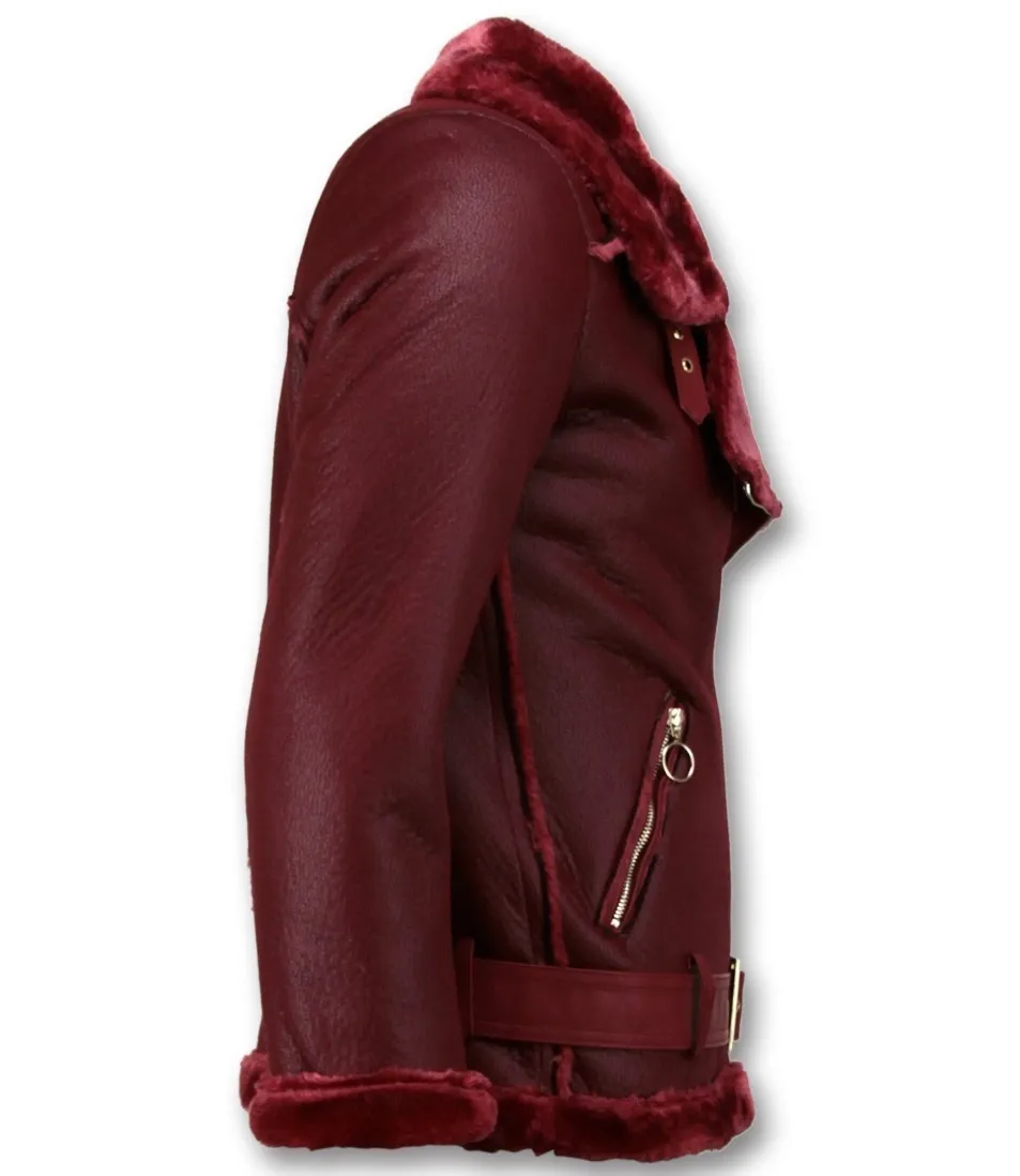 Ladies Bordeaux Shearling Lammy Coat