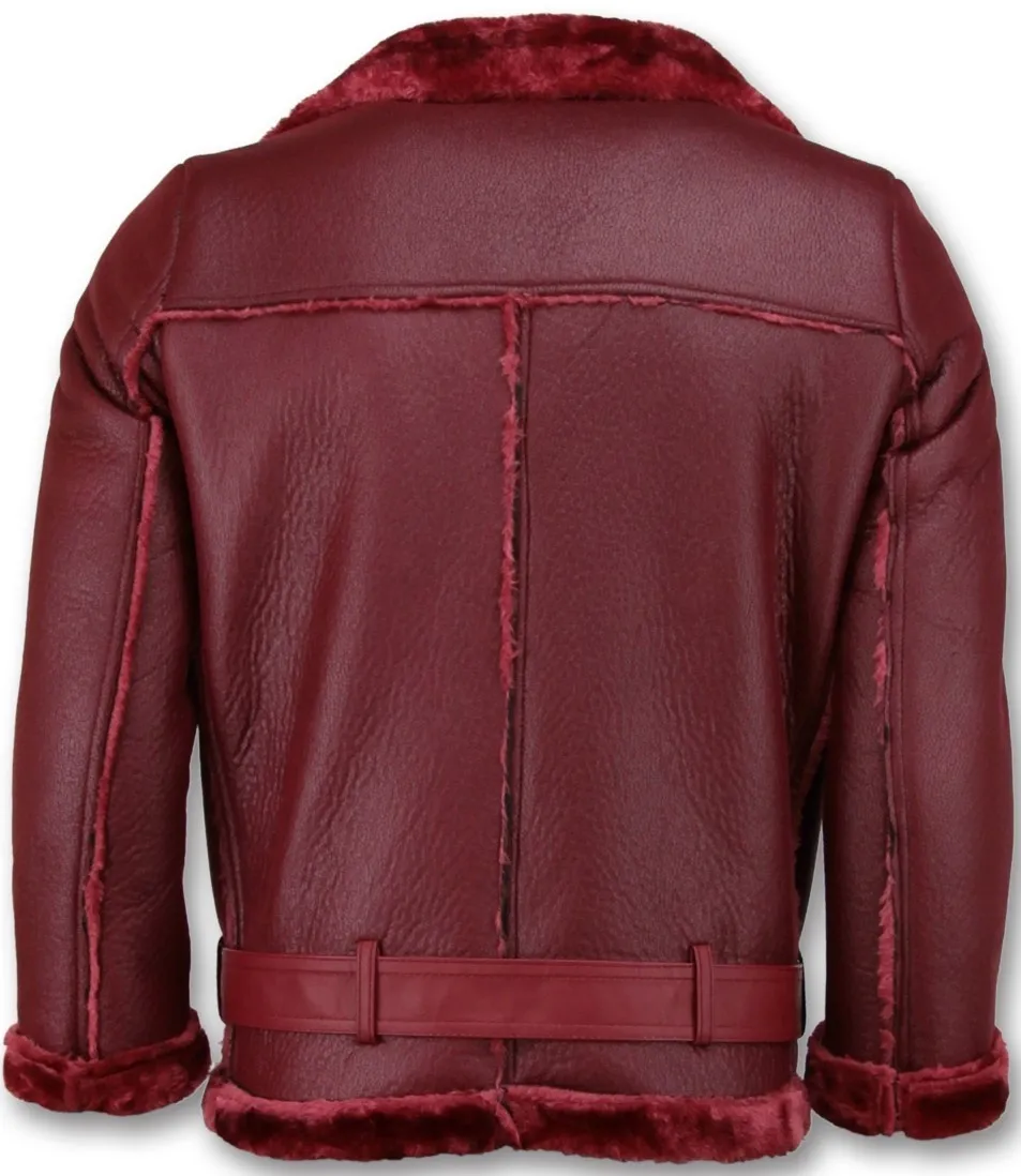 Ladies Bordeaux Shearling Lammy Coat