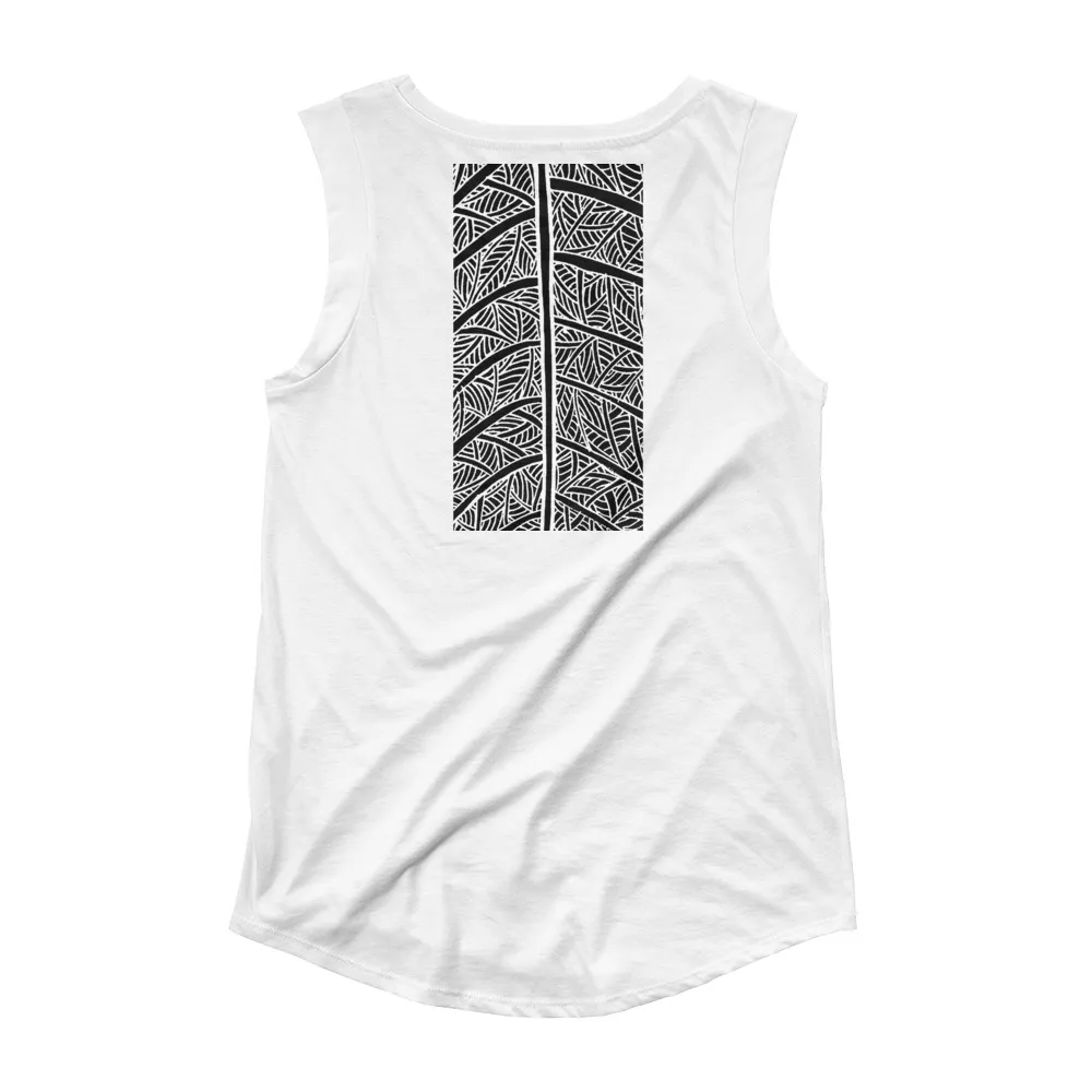 Ladies Cap Sleeve T-Shirt Pecan Leaf Design